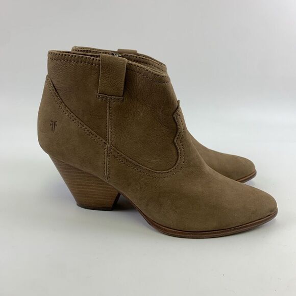 Frye Rory Bootie Dusty Rose Suede Low Heel Side Zip Ankle Boho Western Women 7.5 - Picture 2 of 15